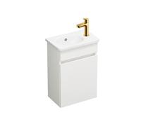 Pack meuble suspendu lave-mains Joline blanc mat + Robinet lave-mains eau froide Duravit Wave Doré poli