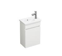 Pack meuble suspendu lave-mains Joline blanc mat + Robinet lave-mains eau froide Duravit Wave Inox brossé
