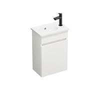 Pack meuble suspendu lave-mains Joline blanc mat + Robinet lave-mains eau froide Duravit Wave noir mat