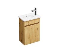 Pack meuble suspendu lave-mains Joline chêne + Robinet lave-mains eau froide Duravit Wave Chromé brillant