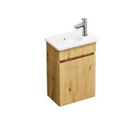 Pack meuble suspendu lave-mains Joline chêne + Robinet lave-mains eau froide Duravit Wave Inox brossé