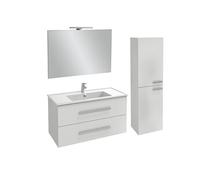 Pack meuble vasque 100 cm Ola up blanc + colonne + miroir + spot