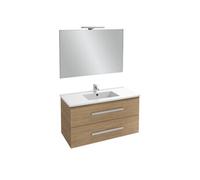 Jacob Delafon - Meuble OLA UP 100cm, Plan Vasque & Miroir 100cm + 1 Spot LED - Pack tout-en-1 - Grande Capacité - Chêne Colorado - 1010x540x465mm - EBP2326-ECD