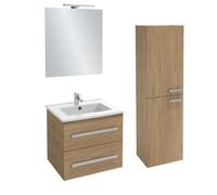 Meuble vasque 60 cm JACOB DELAFON Ola Up chêne + colonne + miroir et spots