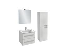 Pack meuble vasque 60 cm Ola up blanc + colonne + miroir + spot