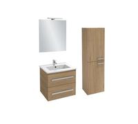 Pack meuble vasque 60 cm Ola up chêne + colonne + miroir + spot