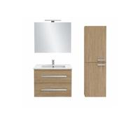 Pack meuble vasque 60 cm Ola up chêne + colonne + miroir + spot