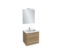 Jacob Delafon - Meuble OLA UP 60cm, Plan Vasque & Miroir 60cm + 1 Spot LED - Pack tout-en-1 - Grande Capacité - Chêne Colorado - 610x540x465mm - EBP2322-ECD