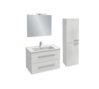 Pack meuble vasque 80 cm Ola up blanc + colonne + miroir + spot