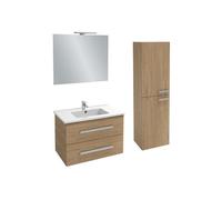 Pack meuble vasque 80 cm Ola up chêne + colonne + miroir + spot