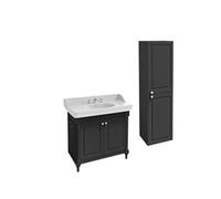 Pack meuble vasque Cléo 1889 3 trous + colonne droite + mélangeur croisillon chromé