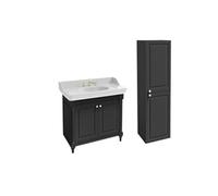 Pack meuble vasque Cléo 1889 3 trous + colonne droite + mélangeur croisillon or