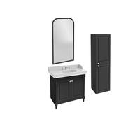 Pack meuble vasque Cléo 1889 3 trous + colonne droite + miroir + mélangeur croisillon chromé