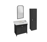 Pack meuble vasque Cléo 1889 3 trous + colonne droite + miroir + mélangeur croisillon or