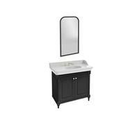Pack meuble vasque Cléo 1889 3 trous + miroir + mélangeur croisillon or