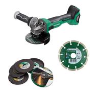Pack Meuleuse Ø125 36/18V Brushless + disque diamant + 10 disques à tronçonner HIKOKI G3613DVEW2Z & 752802 & 782304 avec Hitcase III