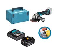 Pack meuleuse Ø125mm DGA504ZJ + Batterie BL1850B 5 Ah + Chargeur DC18RC + 12 disques a tronçonner métal & inox A60V MAKITA