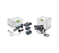 Pack meuleuse AGC 18 + scie circulaire HKC 55 + 2 batteries 18V 5 Ah + 1 chargeur TCL 6 FESTOOL