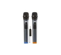 Pack microphone dynamique WE sans-fil avec écran, omnidirectionnel, récepteur rechargeable, jack 6.35mm, pack de 2pcs