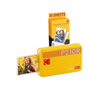 Pack Mini Imprimante P210 Retro 2 + Cartouche et papier pour 30 photos - Imprimante Connectee Bluetooth - Photos format CB 5,3 x 8,6 cm - Batterie