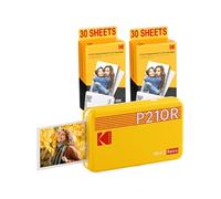 KODAK Pack Mini Imprimante P210 Retro 2 + Cartouche et papier pour 60 photos - Imprimante Connectée Bluetooth - Photos format CB 5,3 x 8,6 cm - Batterie Lithium - Sublimation Thermique 4Pass