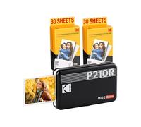 KODAK Pack Mini Imprimante P210 Retro 2 + Cartouche et papier pour 60 photos - Imprimante Connectée Bluetooth - Photos format CB 5,3 x 8,6 cm - Batterie Lithium - Sublimation Thermique 4Pass