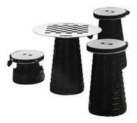 PACK MINI MAX 4 tabourets + 1 plateau pour camping-car, van, fourgon Noir G