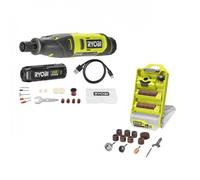 Pack mini-outil RRT4-120GA15 + coffret 37 accessoires RAR800K-37 + batterie 4V 2,0Ah + coffret 15 accessoires RYOBI