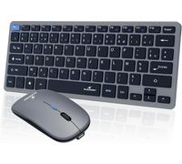 Pack Mini V2 Clavier Souris Sans Fil Rechargeable - Clavier Sans Fil Azerty, Format Compact & Souris 1600 Dpi - Double Connexion : 2.4 Ghz & Bluetooth - Autonomie 80H - Windows/Android/Ios