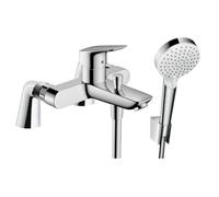 Pack mitigeur bain douche HANSGROHE Logis + douchette à main HANSGROHE Crometta avec colonnettes
