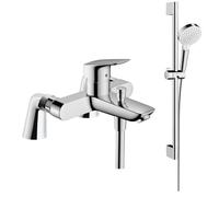 Pack mitigeur bain douche HANSGROHE Logis + ensemble de douche HANSGROHE Crometta chromé avec colonnettes