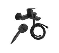 Pack mitigeur bain douche Logis + Flexible Isiflex + Pommeau HANSGROHE Pulsify Select 105 3 jets noir mat