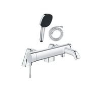 Pack mitigeur bain douche mécanique Essence + douchette carré 2 jets + flexible