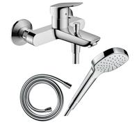 Pack mitigeur bain douche mécanique Logis + Flexible Isiflex + Pommeau Croma Select E EcoSmart blanc/chromé