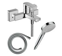 Pack mitigeur bain douche mécanique HANSGROHE Vernis Shape C2 + Flexible Isiflex + Pommeau Vernis Blend 100 EcoSmart 2jets chromé