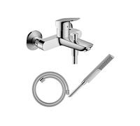 Pack mitigeur bain douche mécanique Logis + Flexible Designflex + Pommeau HANSGROHE Pulsify E 100 EcoSmart chromé