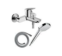 Pack mitigeur bain douche mécanique Logis + Flexible Isiflex + Pommeau Croma Select E EcoSmart blanc/chromé