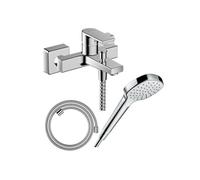 Pack mitigeur bain douche mécanique Vernis Shape C2 + Flexible Designflex + Pommeau Croma Select E EcoSmart blanc/chromé