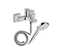 Pack mitigeur bain douche mécanique Vernis Shape C2 + Flexible Isiflex + Pommeau Croma Select E EcoSmart blanc/chromé