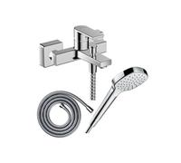 Pack mitigeur bain douche mécanique Vernis Shape C2 + Flexible Metaflex + Pommeau Croma Select E EcoSmart blanc/chromé