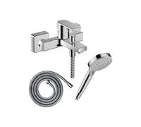 Pack mitigeur bain douche mécanique Vernis Shape C2 + Flexible Metaflex + Pommeau Vernis Blend 100 EcoSmart 2jets chromé