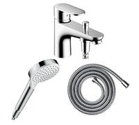 Pack mitigeur bain douche monotrou HANSGROHE Vernis Blend + Flexible Metaflex + Pommeau HANSGROHE Crometta blanc/chromé
