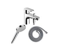 Hansgrohe Pack mitigeur Bain Douche monotrou Vernis Blend + Flexible Metaflex + Pommeau Vernis Blend 100 Vario chromé
