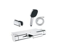 Pack mitigeur bain douche thermostatique Grohtherm 2000 + Douchette 2 jets GROHE Comfort110 + Flexible1750 mm et support