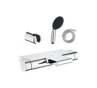 Pack mitigeur bain douche thermostatique Grohtherm 2000 + Douchette 2 jets GROHE Start 110 + Flexible1750 mm et support