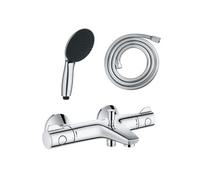 Pack mitigeur bain douche thermostatique Grohtherm 800 chromé + Douchette 2 jets Vitalio Start 110et flexible