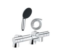 Pack mitigeur bain douche thermostatique Grohtherm 800 cosmopolitan + douchette ronde 2 jets + flexible