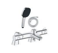 Pack mitigeur bain douche thermostatique Grohtherm 800 + douchette carré 2 jets + flexible