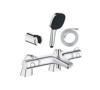 Pack mitigeur bain douche thermostatique Grohtherm 800 + douchette carré 2 jets + flexible + support