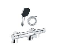 Pack mitigeur bain douche thermostatique Precision Get + douchette carré 2 jets + flexible